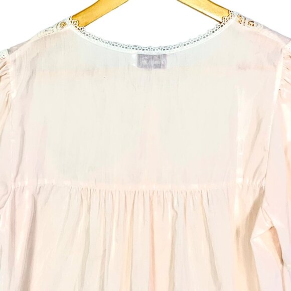 Vintage Vanity Fair Lace Trim Bed Jacket Night Top Button Front Pink Size M - Picture 6 of 9